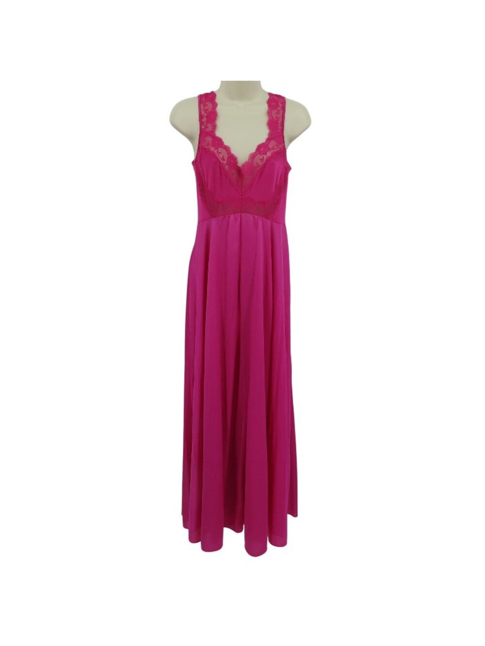VTG Lady Cameo Women Medium Pink Floral Flower Lace Nightgown Sleep Dress Nylon